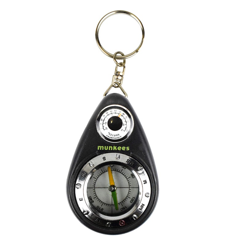 AceCamp Munkees Small Compass and Thermometer Keychain, Mini Pocket-Sized Waterproof Keyring Gear for Camping, Hiking, Backpacking, Survival Tool, Emergency Kit - Image 2